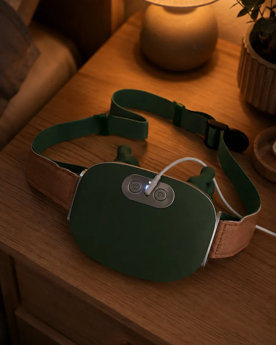 L’apparecchio attaccato al caricatore su un comodino, la spia della batteria accesa